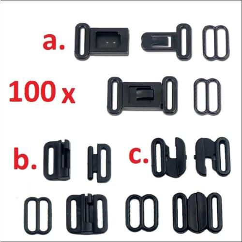 100 sets bow tie plastic buckles handmade ribbon adjustable diy material bra underwear straps hook clasp slide clips 12mm width