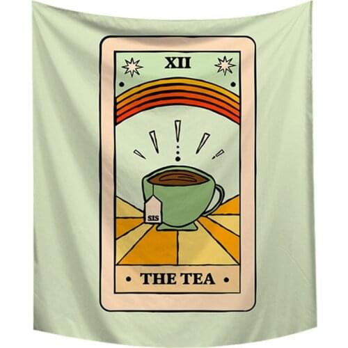 Retro Tarot Tea Pink Donut Tapestry Mandala Sun Moon Wall Hanging Blanket Polyester Carpet Indian Tapestry Witchcraft Dorm Decor