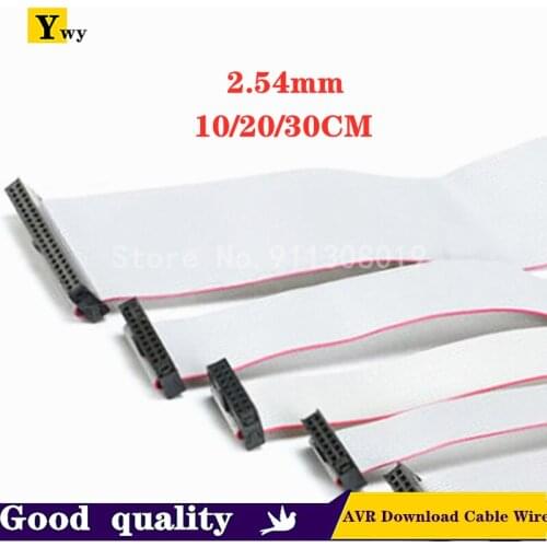 2.54MM Pitch 10/20/30CM JTAG ISP AVR Download Cable Wire FC-6/10/14/16/20/40P PIN Connector Gray Flat Ribbon Data