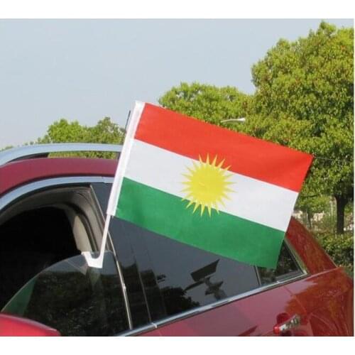 KAFNIK,free shipping 2pcs /lot 30*45cm Kurdish car flag Banner Hand waving Flag National Flag