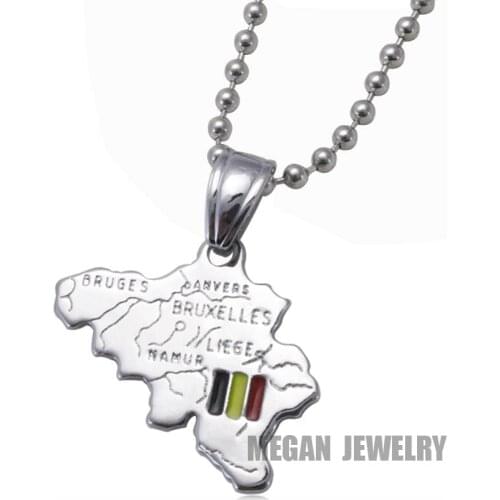 Belgium map Belgium National Flag pendant & necklace for women & men, country map jewelry