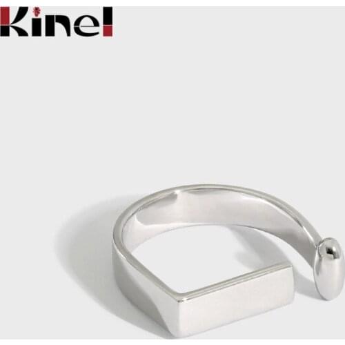 Kinel Ring for Women Silver 925 Jewelry Minimalist Geometric Rectangular Smooth Surface Anti-allergy Anillos Bijoux