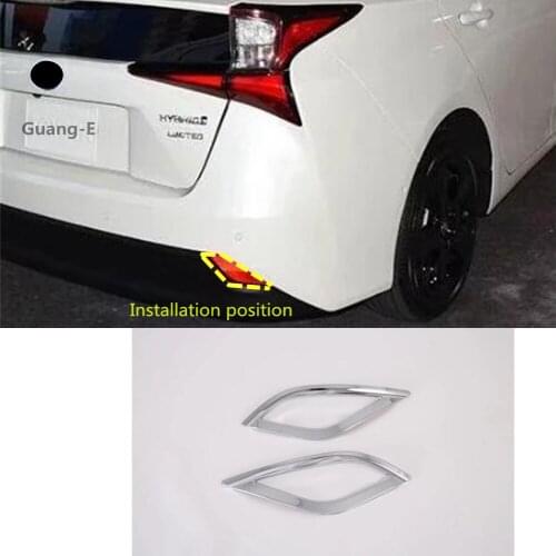 Car Body ABS Chrome Fiber Cover Trim Back Tail Rear Fog Light Lamp Frame Stick Part 2pcs For Toyota Prius 2019 2020