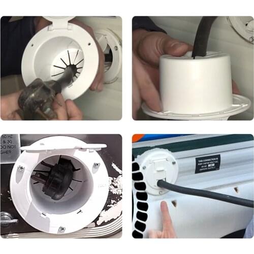 RV Round Electric Cable Hatch with Back, Replaceable Lid, 5.2 Inch Diameter
