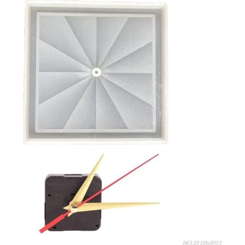 Square Windmill Wall Clock Epoxy Resin Mold Desktop Ornaments Clock Silicone Mould DIY Crafts Home Decoration Casting Wholesales