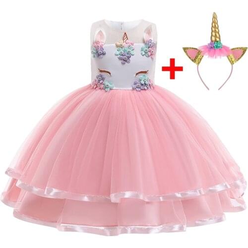 Unicorn Party Girls Dress Girl Summer Ball Gown Princess Dress Kids Girls Christmas Halloween Pony Cosplay Costume Dress