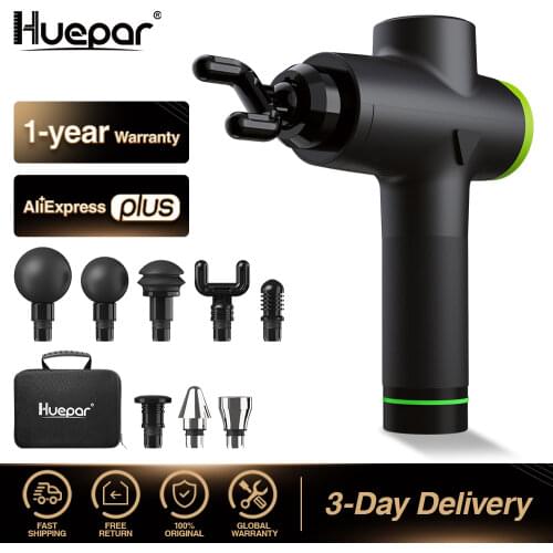 Huepar LCD Display Massage Gun Neck Massager Smart Shaping Hit Fascia Gun for Body Relaxation Fitness Muscle Grinding Tools