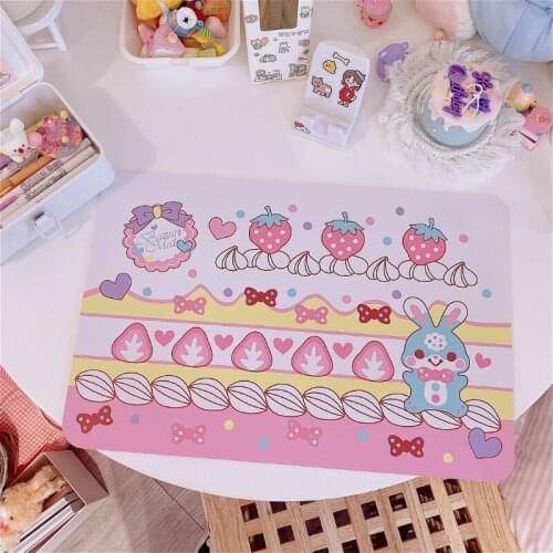 1Pcs Japanese Cute Mouse Pad Pink Cartoon Desk Leather Mat Computer non-slip Mouse Pad