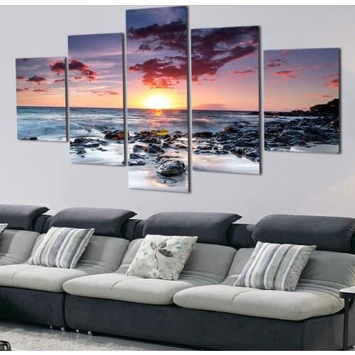 5 Panel Sunset Seascape Pictures diy diamond painting cross stitch kit Mosaic Full Drill Diamond Embroidery 5 piece Painting