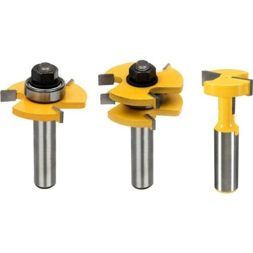 2 Set 1/2 Inch Shank Router Bit T-Slot & T-Track Slotting Tenon Cutter Tool Tongue and Groove Set,Router Bit Set,Wood Door Floor