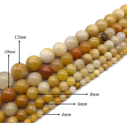 Natural StoneYellow Jade Loose beads Round Charm BeadsFitMulti-purpose Jewelry Making 4 6 8 10 12MMPick Size J260