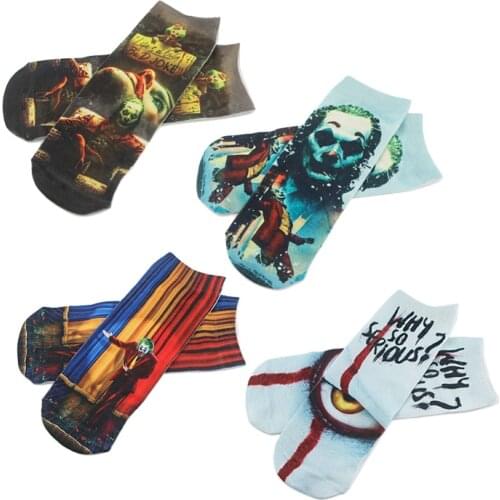 ZF1705 1pair The Joker High Quality Clown Socks Women Men Fashion 3D Printed Cotton Socks Cartoon Socks Novelty Socks