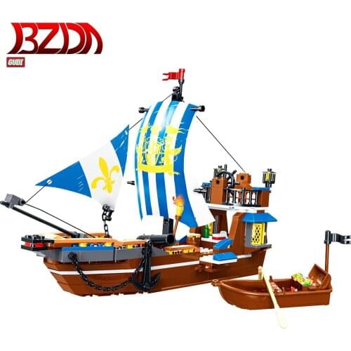 BZDA Pirate Ship Series Miniaturas Royal Warship Vasa Building Blocks Boat Steamship Model Bricks Birthday Gift Toys For Boys