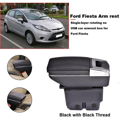 Car Armrest Fro Fiesta 2009-2017 2011-2017 Center Arm Rest PU Leather Center Console Storage Box Tray Rotatable No USB Port