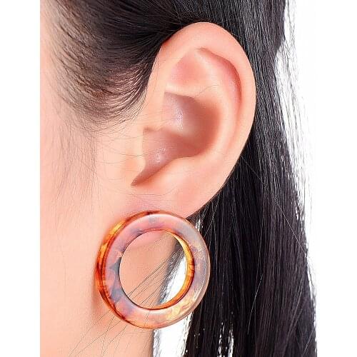 Hot Acrylic Hollow Round Colourful Earring Vintage Fashion Trend Resin Earring For Women Girls Party Accessories Jewelry Gift