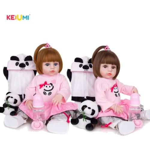 KEIUMI 48CM Full Silicone Reborn Baby Doll Realistic New Arrival Reborn Doll Can Bath Panda For Childrens Present
