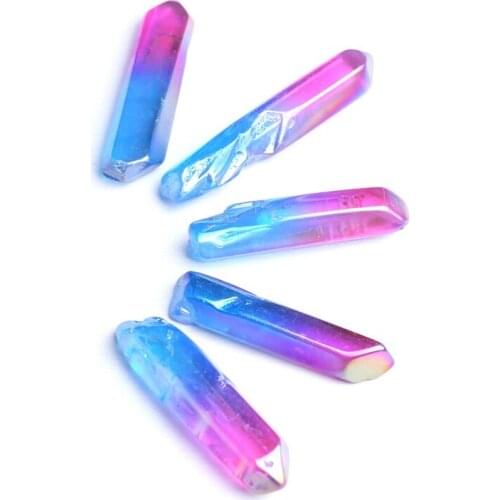 5PCS Rare Natural Healing Quartz Wands Crystal Colorful Points Cure Gemstones