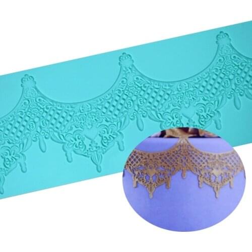 Mom&Pea GX158 Free Shipping Silicone Lace Mold Swag Big Size Cake Decoration Fondant Cake 3D Mold Food Grade Silicone Mould