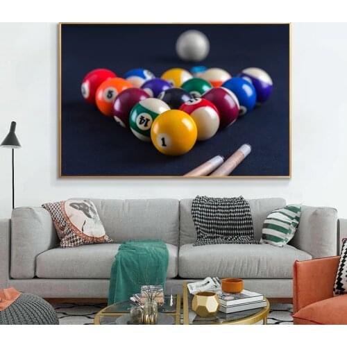 Blue Billiard Table with Balls Poster Canvas Painting Poster and Prints Sports Wall Art Modern Picture Living Room Decor Cuadros