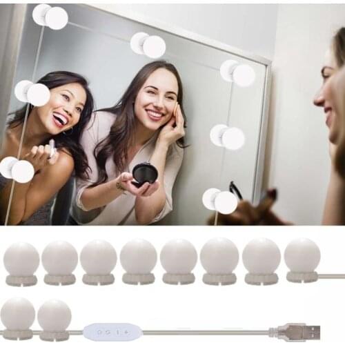 Hollywood Style LED Mirror Light Makeup Mirror USB Cosmetic Make Up Lamp 10 Bulbs Kit 3 Colors Lighting Beauty Dressing
