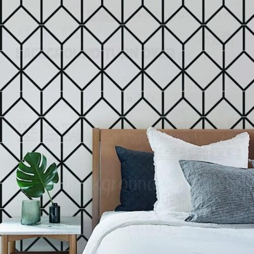 30 inch cm Stencils For Walls Large Decor Tile Template Painting Paint Big Flooring Furniture Pattern Geometric Line Linear S007