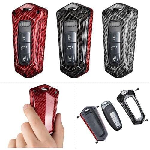 Carbon Fiber Car Key Fob Cover Case Remote Keyness Shell for Audi A6 A7 A8 Q8 etc