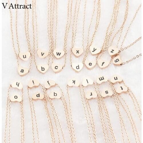 V Attract Stainless Steel Heart Necklaces Statement Jewelry A B C D E F G H I J K L M N O Initial Pendant Best Friend Bff Gift