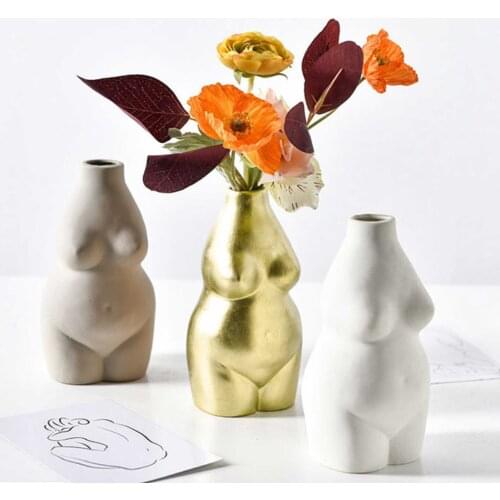 Human Body Art Vase Nordic Ceramic Female Nude Dried Flower Pot Ornament Office Home Living Room Desktop Decoration