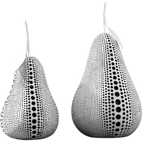 WU CHEN LONG Modern Nordic Abstract Arts Plant Figurines Black And White Dot Pear Statue Resin Art&Craft Home Decoration R3136