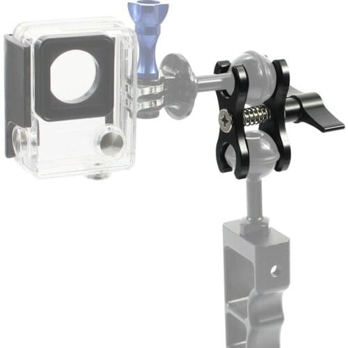 Two-Hole Butterfly Clip Clamp Light Arm Tripod Holder Mount Adapter Ball Head Sports Action Camera Bracket Diving Accessories
