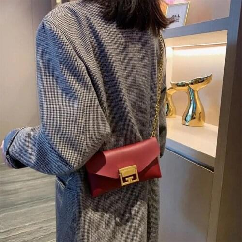 High Sense Of French 2021 Ladies New Leather Messenger Ins Super Fire Net Red Gold Chain Bag Trend Wild Fashion