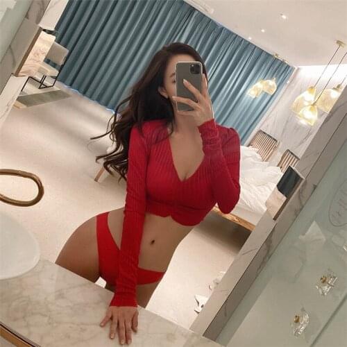 Korean three-piece long-sleeved swimsuit womens sense of underwire gather split swimsuit women bikini