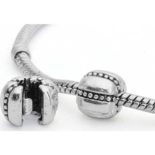 10pcs/lot Stopped bead Positioning button crystal charms Fixed buckle safety chain fit original bracelet 3mm snake chain jewelry