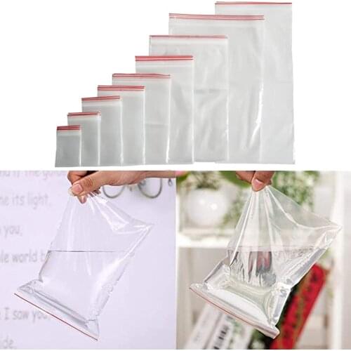 100pcs Resealable Zip Lock Bags Self Seal Clear Plastic Poly Bag Food Storage Package Reclosable Vacuum Fresh Bag Ziplock Bags