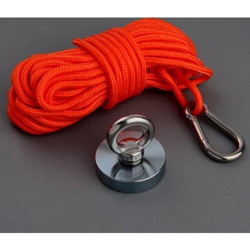 120kg N52 Super powerful Neodymium Magical Magnet Ring Recovery Magnets Sea Fishing Magnet Magnetic Material Pot with 15m Rope