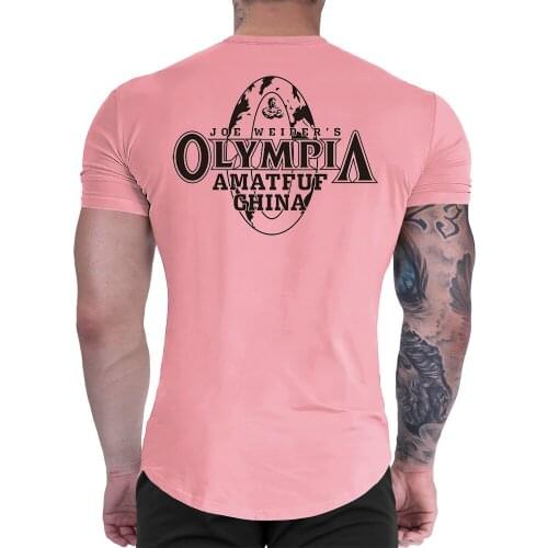 2021 Brand Men T shirt bodybuilding fitness mens tops cotton leisure gyms singlets Cotton Short Sleeve tight fashion Tshirt