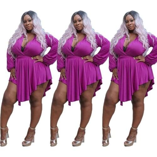 2XL,3XL,4XL.5XL New large size womens temperament irregular sexy V-neck large size dress nightclub party dresses evening 2020