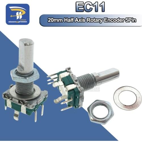 5PCS/LOT Half Rotary Encoder Code Switch/EC11/ Digital Potentiometer With Switch 5Pin Handle Length 20mm DIY