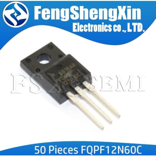 50pcs/lot New FQPF12N60C 12N60C 12N60 LCD power MOSFET transistor TO-220F