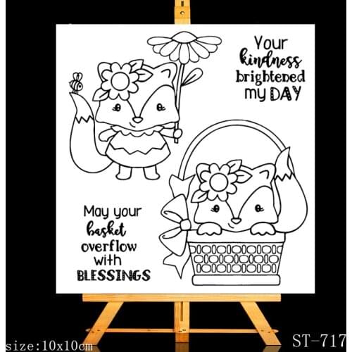 AZSG Cartoon fox Clear Stamps For DIY Scrapbooking Rubber Stamp/ Seal Paper Craft Clear Stamp Card Making
