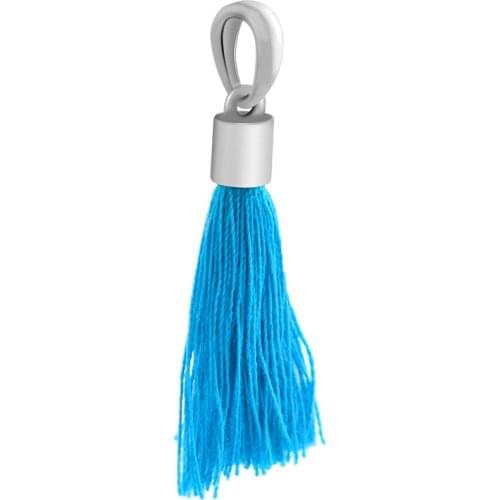 Turquoise Fabric Tassel Dangle Charm Fits Europe Bracelets 925 Sterling Silver Original Beads for Jewelry Making kralen
