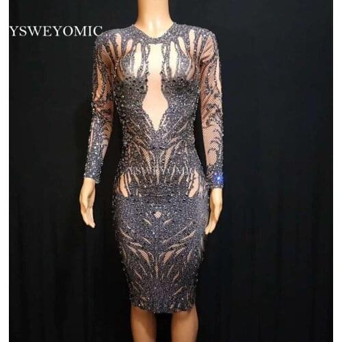 Sparkly Printed BLACK Spandex Dress Nightclub Birthday Celebrate Sexy Dress Skinny Costume Dance Stretch Dress