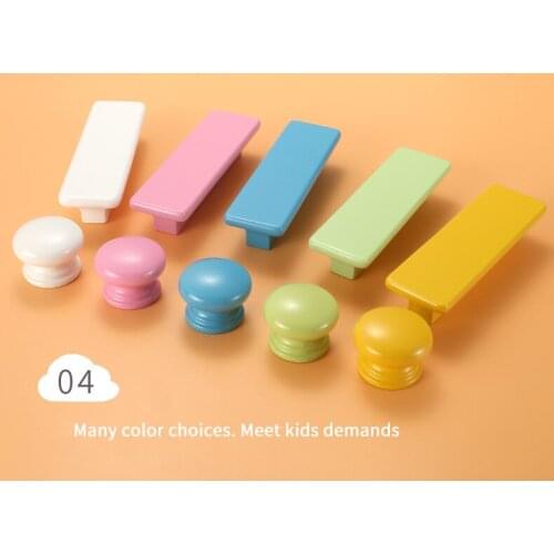 Children Wooden Cabinet Knobs and Handles Kitchen Door Handles Macaron Wardrobe Cupboard Handle Drawer Knobs Furniture Pulls