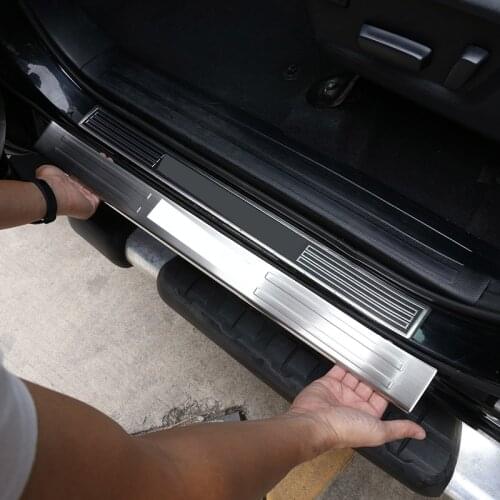 For Toyota Tundra 2014-2020 Car styling stainless Silver Car inside and outside Door Sill Protect Plate Stickers Car Accessories