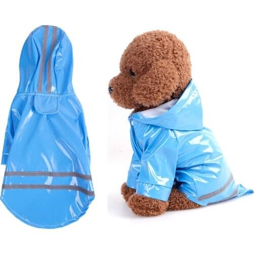 Pet Raincoat For Small And Medium Dogs Hooded Raincoat With PU Reflective Strip Teddy Coat Pet Waterproof Jacket