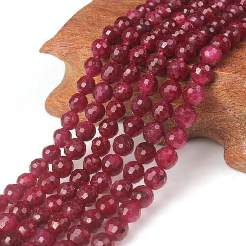 Natural Ruby 128cut Gemstone Loose Beads 6 8 10 mm For Necklace Bracelet DIY Jewelry Making Women Men Holiday Gift