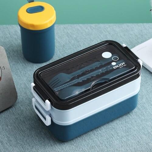 Double Layer Microwave Heating Lunch Box Student Office Bento Store Container Office Car School Separate Food Box