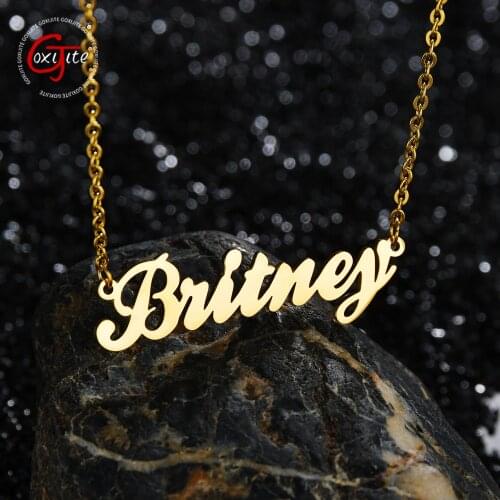 Goxijite Name Necklace Custom Name Pendant Necklaces Stainless Steel Gold Nameplate For Bridesmaid Jewelry Birthday Gift