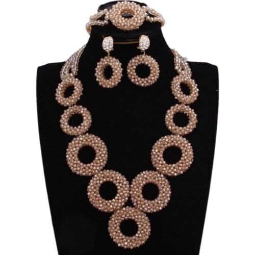 Dudo Gold Dubai Jewelry Set Round Circle Nigerian Necklace Set African Style Ethnic Jewellery Set With Bracelet and Earrings