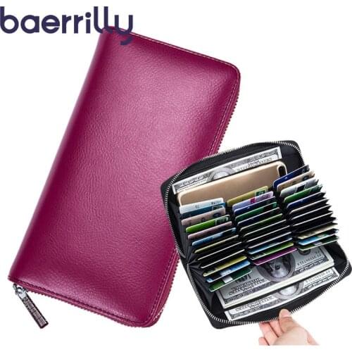 Women RFID Blocking Wallet Genuine Leather Anti Theft 36 Card Holders Women Wallets With Phone Case Clutch Bags Coin Purse Girl